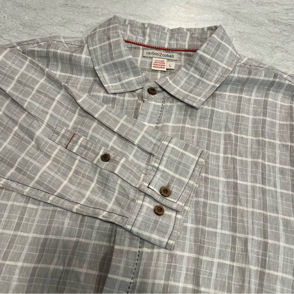 Carbon 2 Cobalt Linen Blend. Large Check - Large